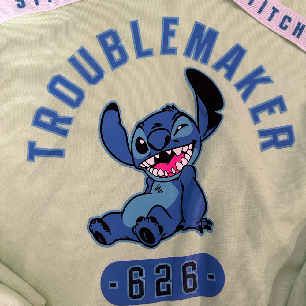 Women’s Disney Stitch Fleece Crop Hoodie Sweatshirt with Logo, Size Medi… - Picture 3 of 13